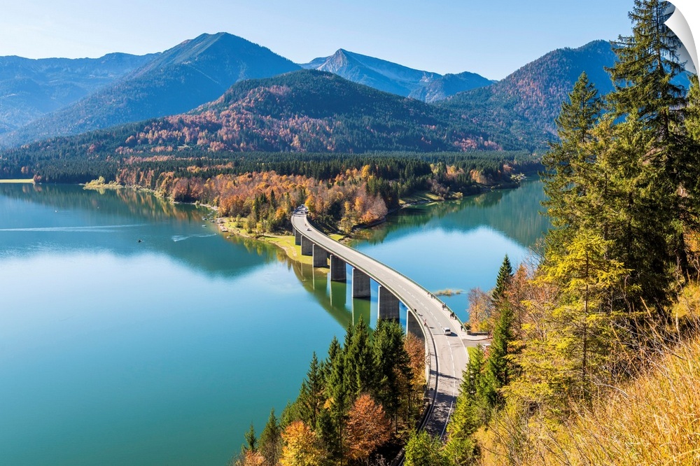 Bad Tolz, Bavaria, Germany, Europe. Sylvenstein Bridge In Autumn Season