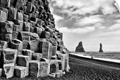 Basalt columns and sea stacks, Reynisfjara, Iceland