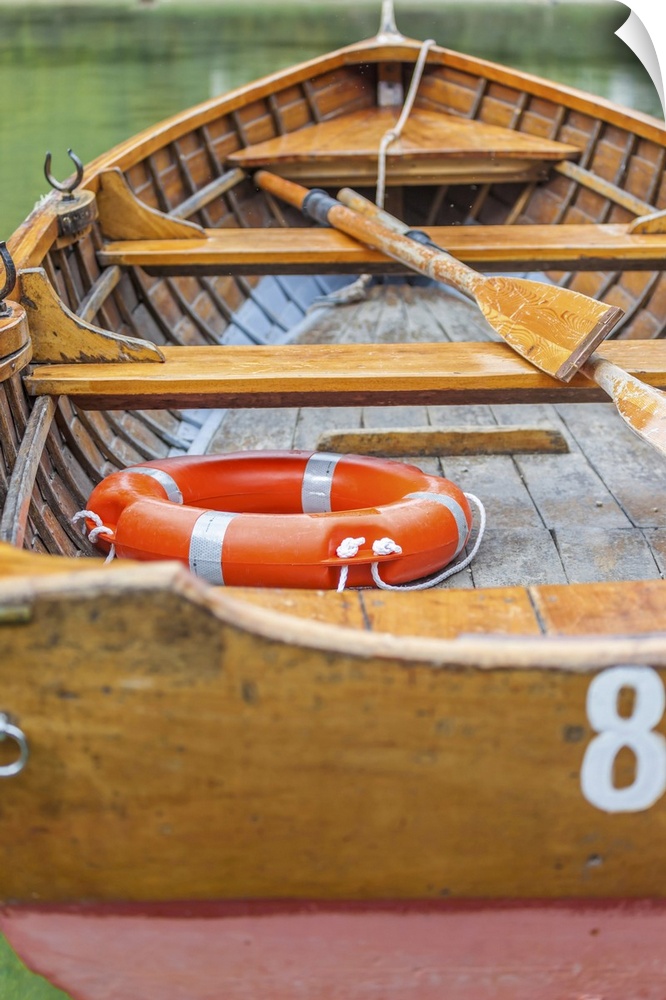 Beautiful old wooden rowing boats on Lake Braies, South Tyrol, Italy