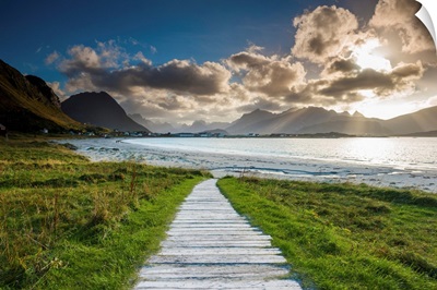 Boardwalk Leading To Ramberg Beach, Lofoten Islands, Norway