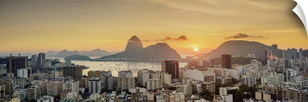 View over Botafogo towards the Sugarloaf Mountain at sunrise, Rio de Jan Christophereiro, Brazil