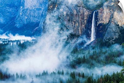 Bridalveil Falls In Mist, Yosemite National Park, California, USA