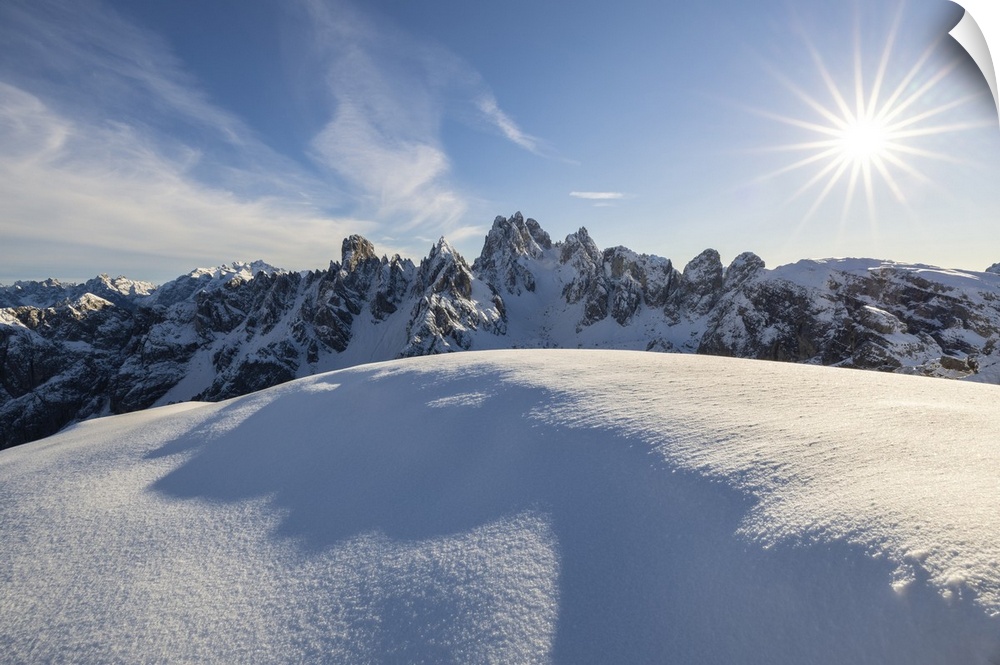 Cadini di Misurina during winter with fresh snow, Dolomiti di Sesto, Belluno, Veneto, Italy