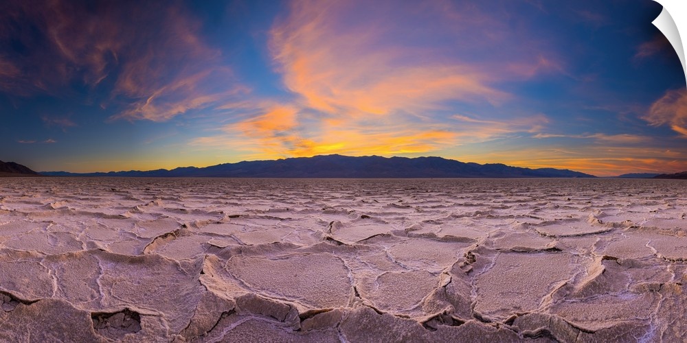 USA, California, Death Valley National Park, Badwater Basin, lowest point in North America, salt crust broken into hexagon...