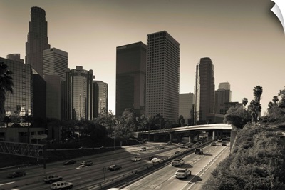 California, Los Angeles, downtown and Rt. 110 Harbor Freeway