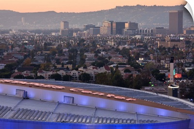 California, Los Angeles, Downtown, roof of Staples Center and Hollywood
