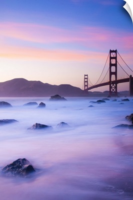 California, San Francisco, Golden Gate Bridge from Marshall Beach