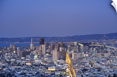California, San Francisco, Skyline viewed from Twin Peaks