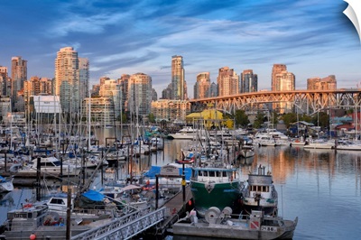 Canada; British Columbia, Vancouver, Fishermen's Wharf, Granville Bridge, false inlet