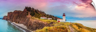 Canada, Nova Scotia, Advocate Harbour, Cape D'or Lighthouse On The Bay Of Fundy, Dusk