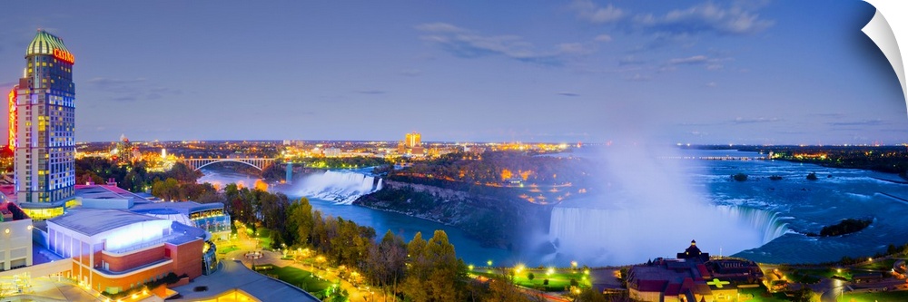 Canada, Ontario and USA, New York State, Niagara Falls, American Falls, Bridal Veil Falls and Horseshoe Falls