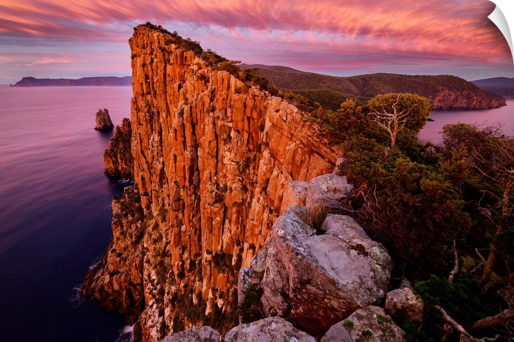 Australia, Tasmania, Tasman Peninsula, Tasman National Park, Cape Hauy, Seacliffs At Sunrise