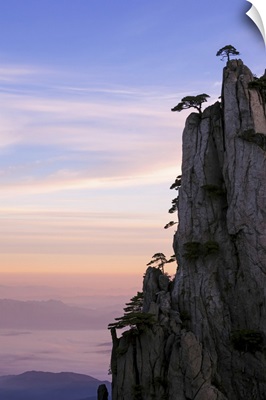 China, Anhui, Huangshan. Sunrise over the famous Huangshan (yellow) mountains