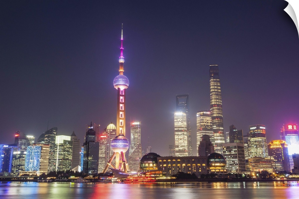 China, Shanghai, The Bund, Pudong Skyline across the Huangpu River.