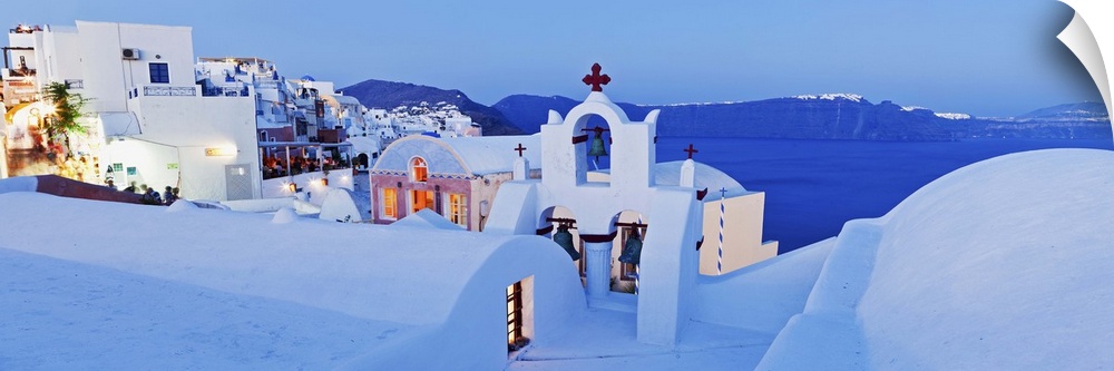 Church tower, Oia (La), Santorini (Thira), Cyclades Islands, Aegean Sea, Greece, Europe