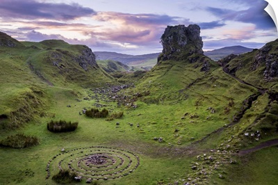 Circular Rock Pattern On Landscape, Sunset, Fairy Glen, Isle Of Skye, Scotland