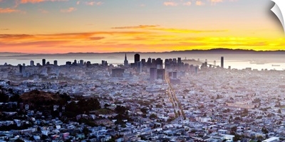 City skyline viewed from Twin Peaks, San Francisco, California