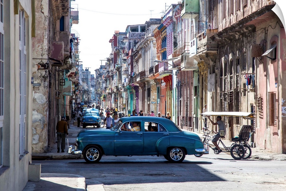Classic 50s america car in the streets of Centro Habana, Havana, Cuba.