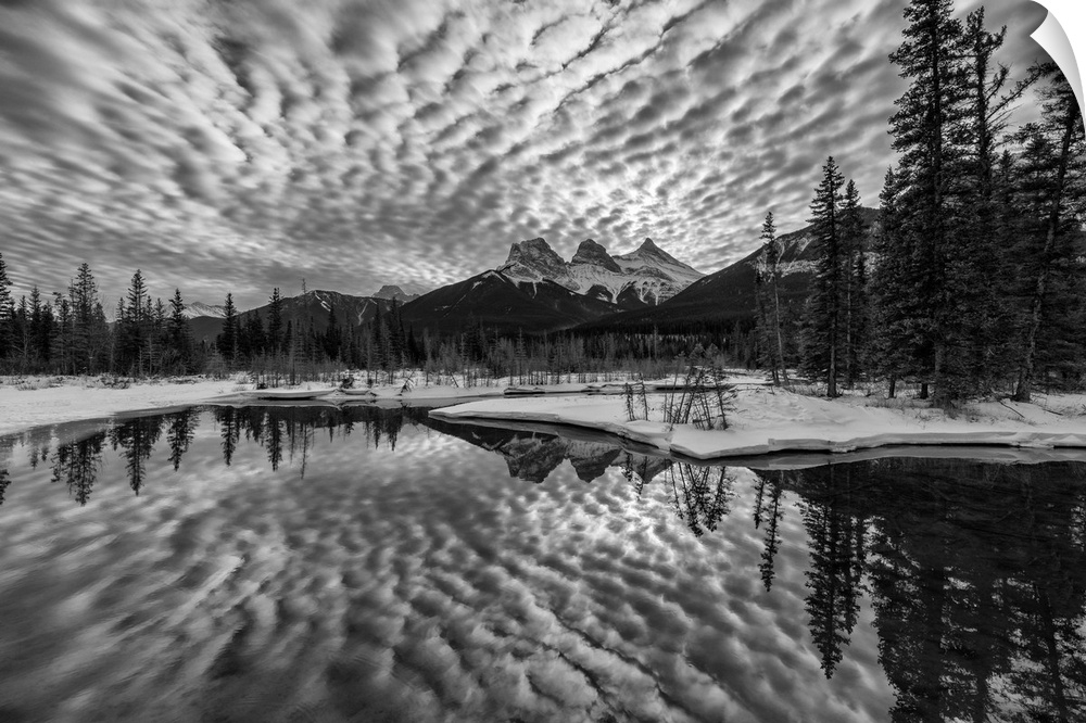 Clouds Reflecting In Bow River, Aberta, Canada