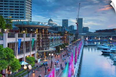Cockle Bay Wharf At Dusk, Darling Harbour, Sydney, New South Wales, Australia
