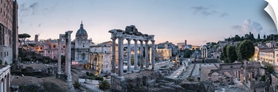 Coliseum, Temples And Old Ruins Seen From The Roman Forum, Rome, Lazio, Italy