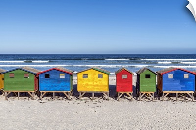 Colorful Beach Houses On The Beach, Muizenberg, Cape Town, Western Cape, South Africa