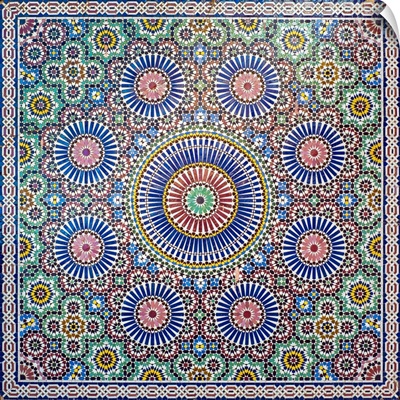 Colorful geometric tiles at the Marrakech Museum