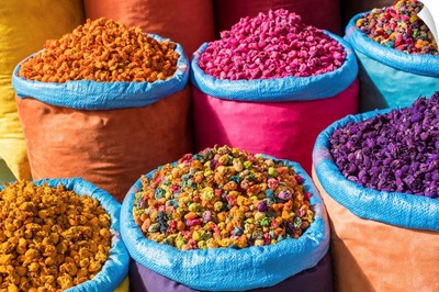 Colorful spices for sale in spice market, medina old town