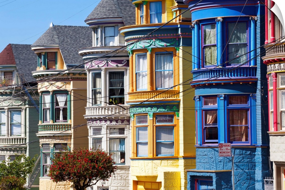 Colourfully painted Victorian houses in the Haight-Ashbury district of San Francisco, California, United States of America