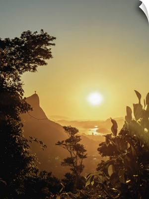 Corcovado Mountain seen from Vista Chinesa at sunrise, Rio de Janeiro, Brazil