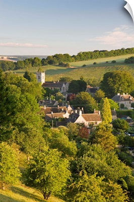Cottages nestled into the valley in the village of Naunton, Gloucestershire, England