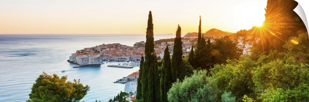Croatia, Dalmatia, Dubrovnik, Old town, view of the old town at sunset.