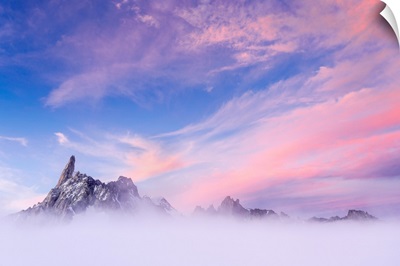 Dent Du Geant View With Rose Clouds, Aosta Valley, Italy