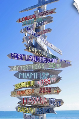 Directions signpost near seaside, Key West, Florida