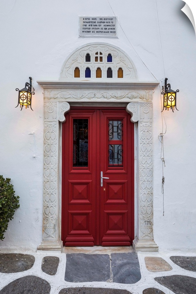 Door of chapel, Mykonos Town, Mykonos, Cyclade Islands, Greece.