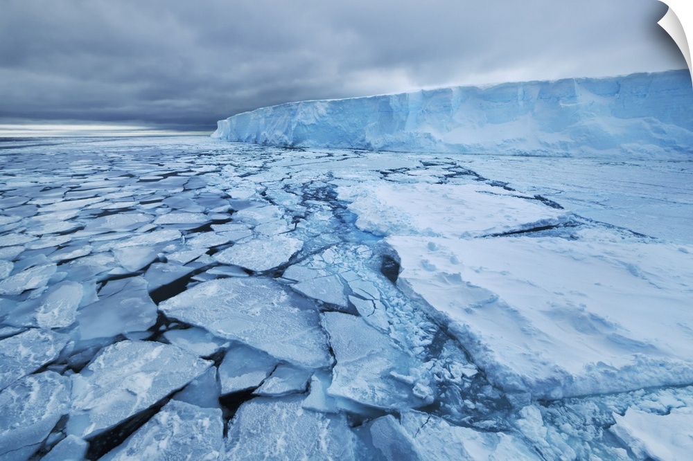 Drift ice and tabular iceberg in Weddell Sea. Antarctica, Weddell Sea, between Peninsula and Antarctica. Antarctica, Antar...