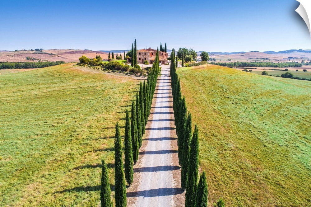 Elevated View Of Poggio Covili, Val D'orcia, Tuscany, Italy.