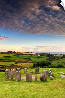 Europe, Ireland, Cork county, Drombeg stone circle at sunset