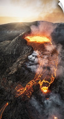 Fagradalsfjall Volcano During An Eruption, Sudurnes, Iceland