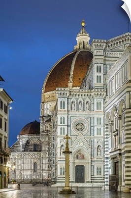 Florence Cathedral And Baptistery Of Saint John At Dawn, Florence, Tuscany, Italy