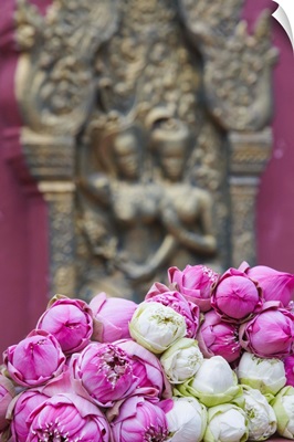 Flower offerings at Wat Phnom, Phnom Penh, Cambodia