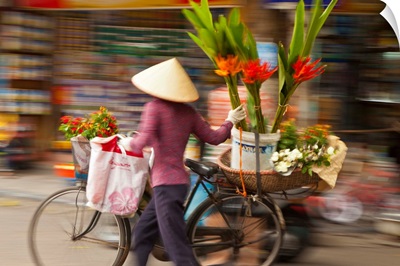 Flower seller in the Old Quarter, Hanoi, Vietnam