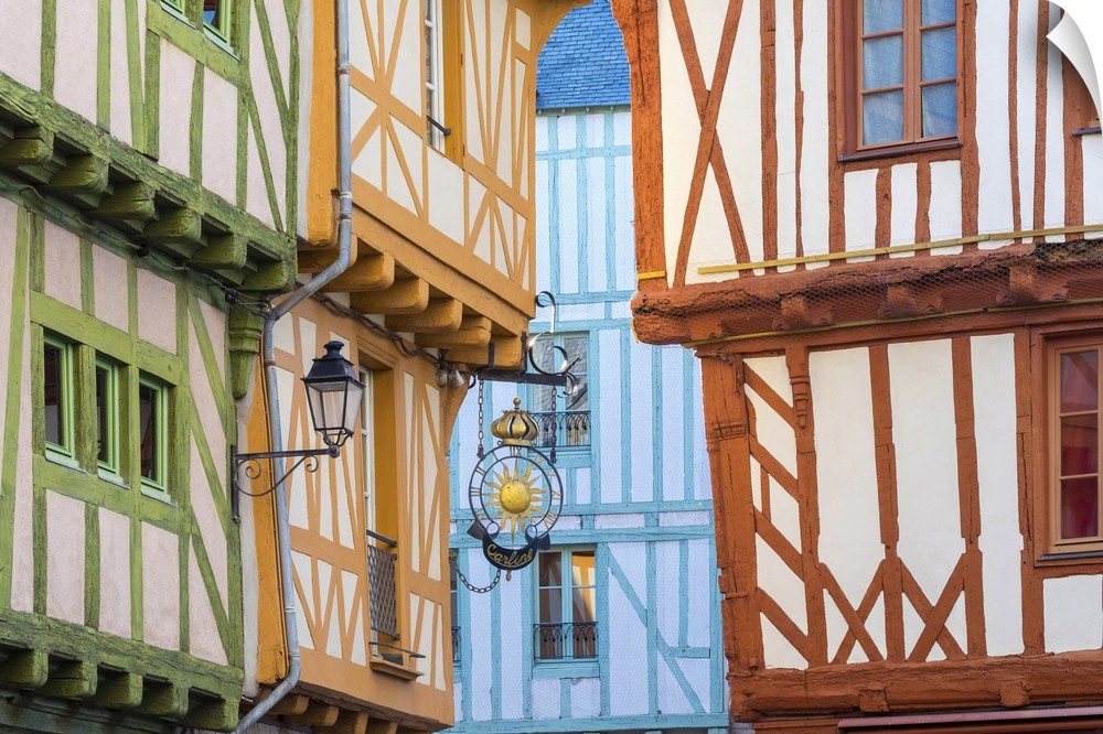 France, Brittany (Bretagne), Morbihan department, Vannes. Half-timbered houses in the old town.