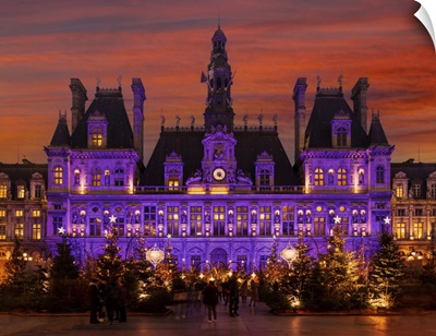 France, Paris, Hotel De Ville At Christmas