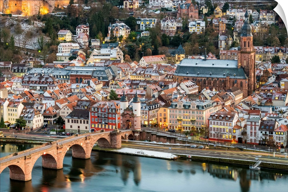 Germany, Baden-Wurttemberg, Heidelberg. Altstadt (Old Town) on the Neckar River in winter.
