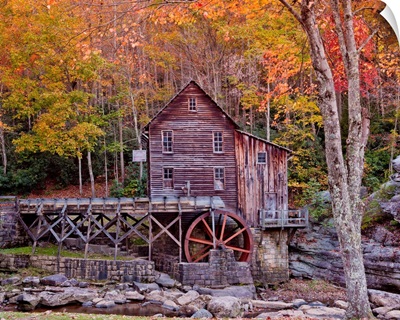Glade Grist Mill In Autumn, Babcock State Park, West Virginia, USA