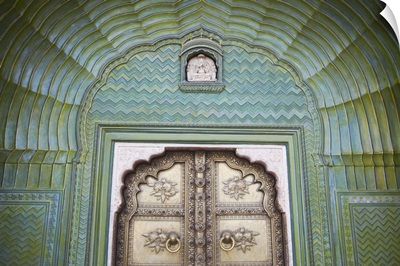 Green Gate in Pitam Niwas Chowk, City Palace, Jaipur, Rajasthan, India