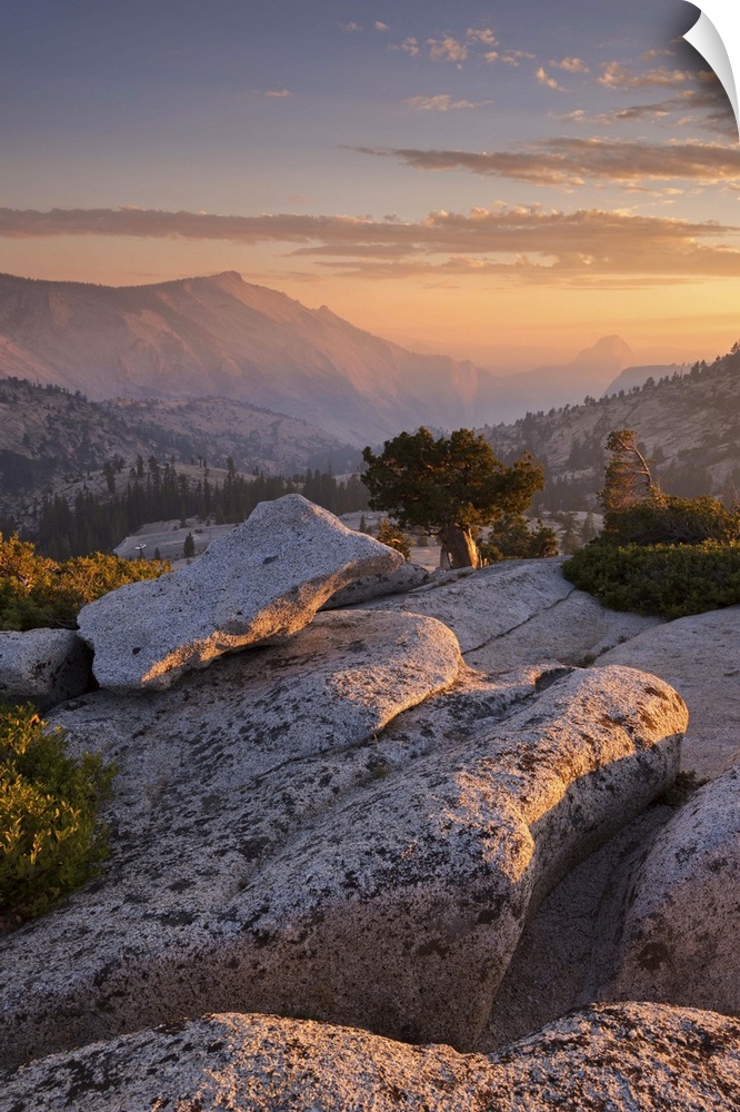 Sunset above Half Dome, viewed from Olmsted Point, Yosemite National Park, California, USA. Autumn (October)