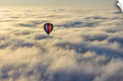 Hot Air Balloon Above Low Cloud, Yarra Valley, Victoria, Australia
