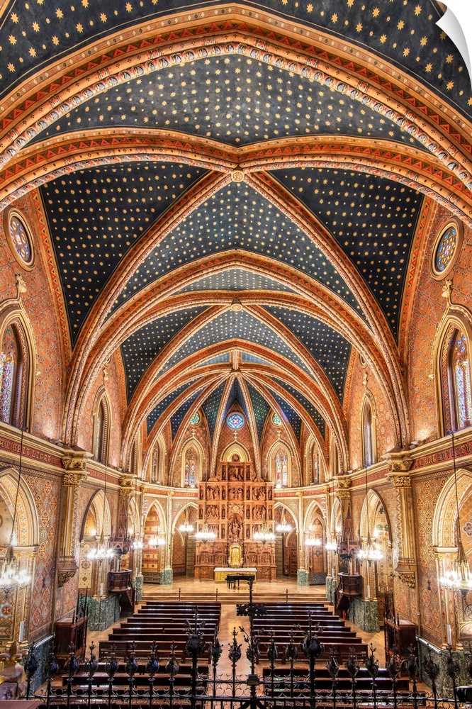 Iglesia De San Pedro Church With Its Ornate Ceiling Covered In Gold Stars, Teruel, Aragon, Spain